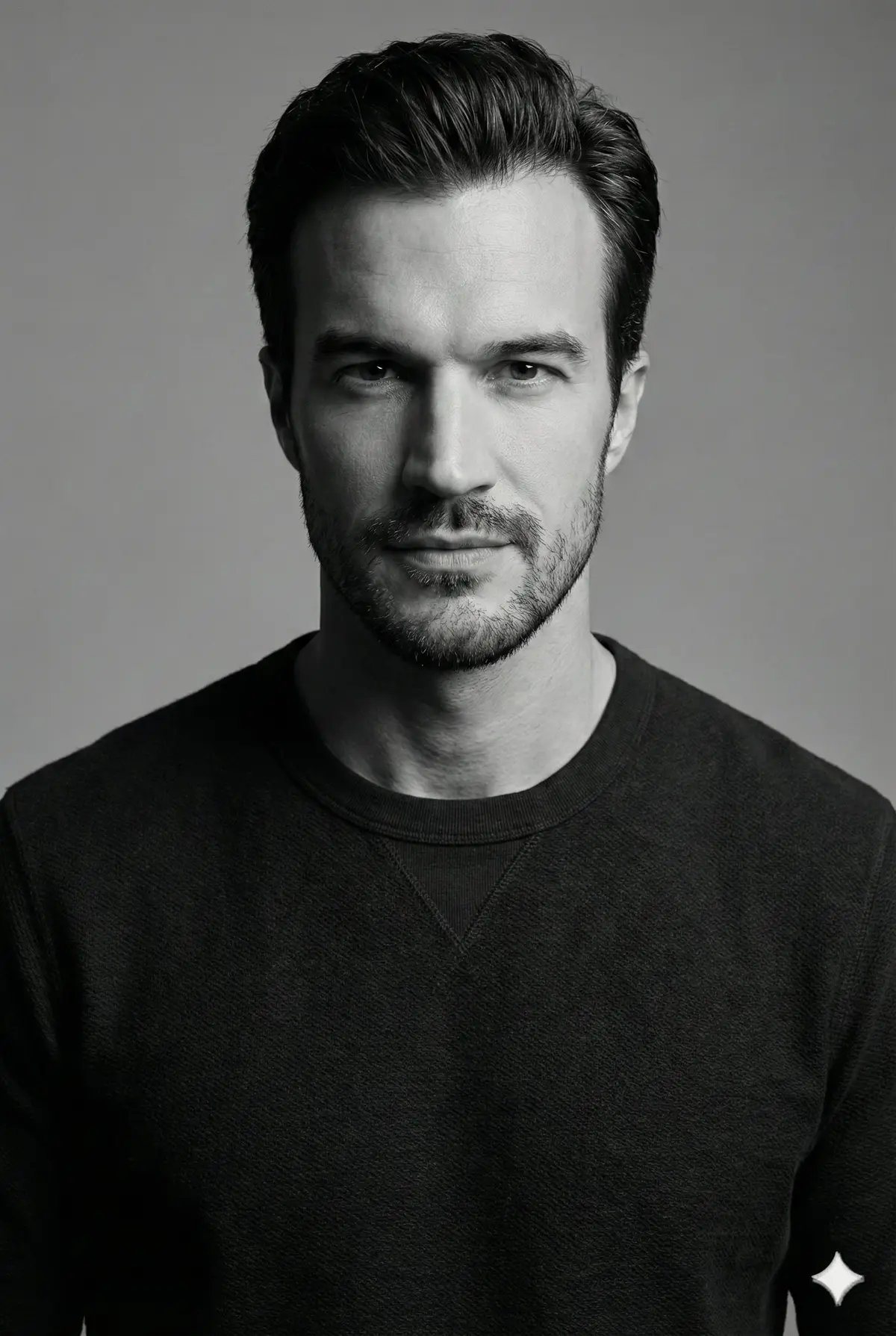 {
"style": "monochrome studio portrait",
"subject": {