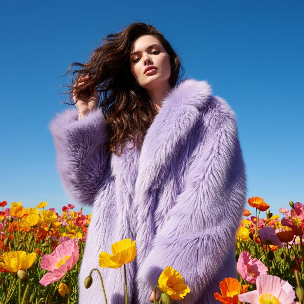 Create an eye-catching outdoor fashion portrait in a lively