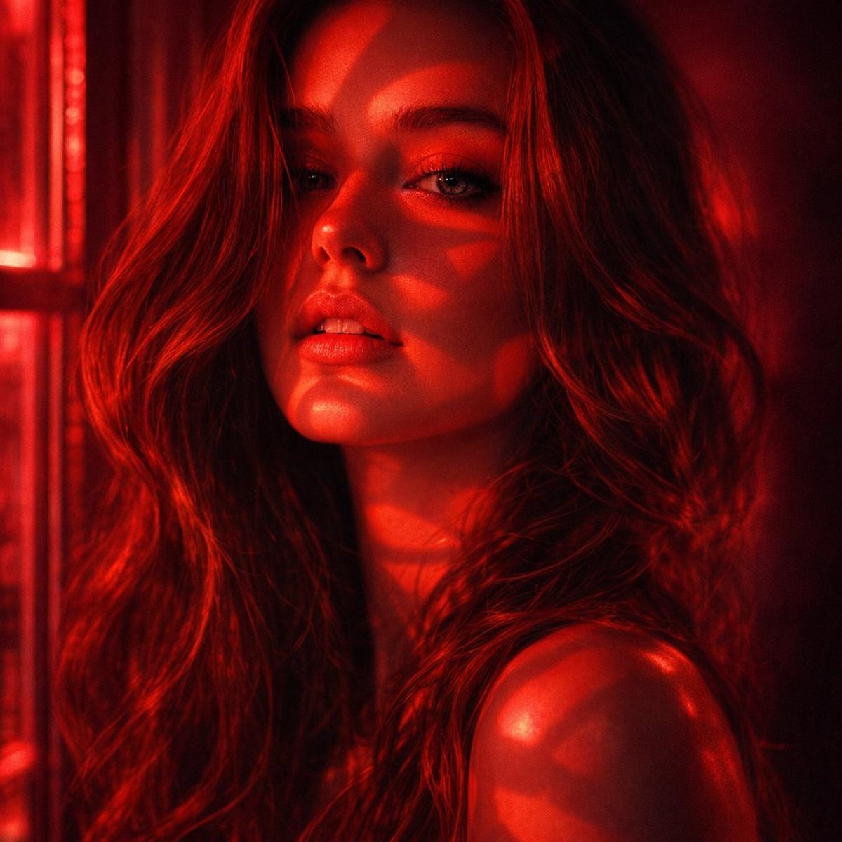 Hyper-realistic cinematic por-trait of a young woman, with s