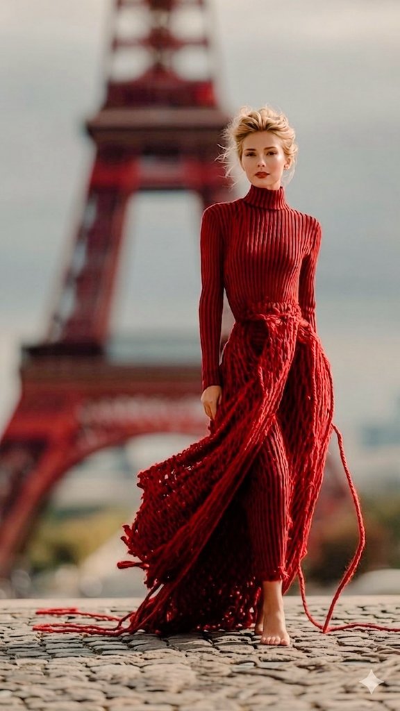 The Eiffel Tower is wrapped in an unreal, surreal layer of v