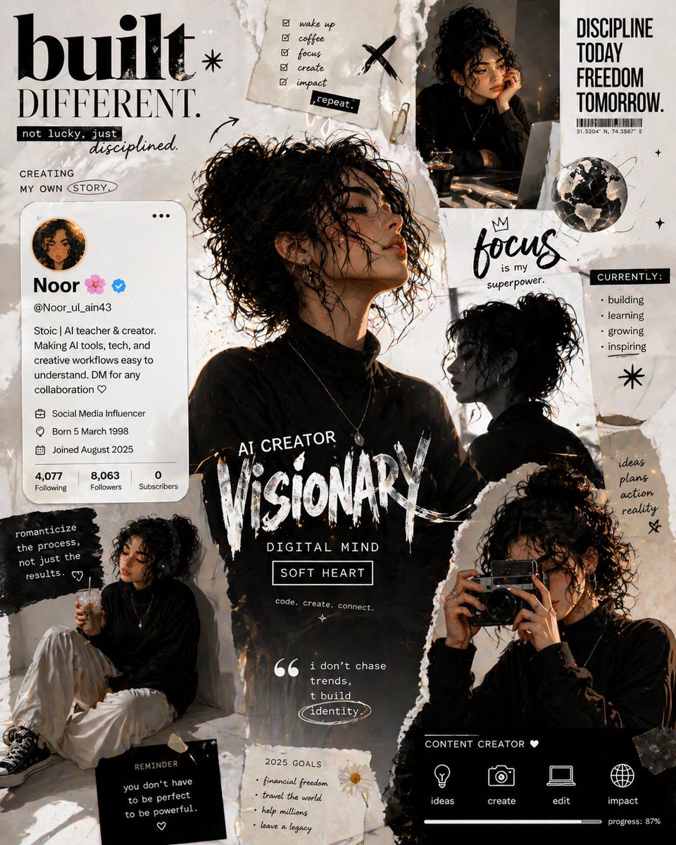 A bold, editorial-style digital collage in a monochrome whit