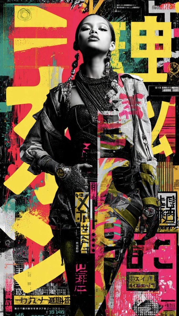 A striking, avant-garde editorial collage featuring a confid