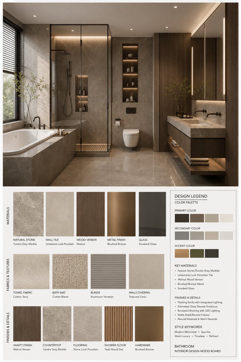 你是一名专业的室内设计 Mood Board 创作者。请基于用户提供的 [Space Type] 室内设计照片，生成一张