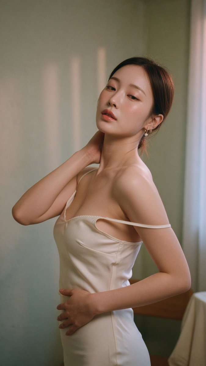 Realistic film photography, upper-body portrait of a beautif