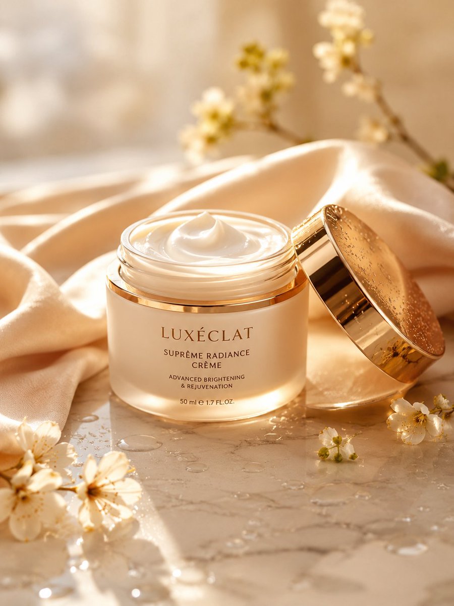 A premium skincare cream jar placed on a smooth marble surfa