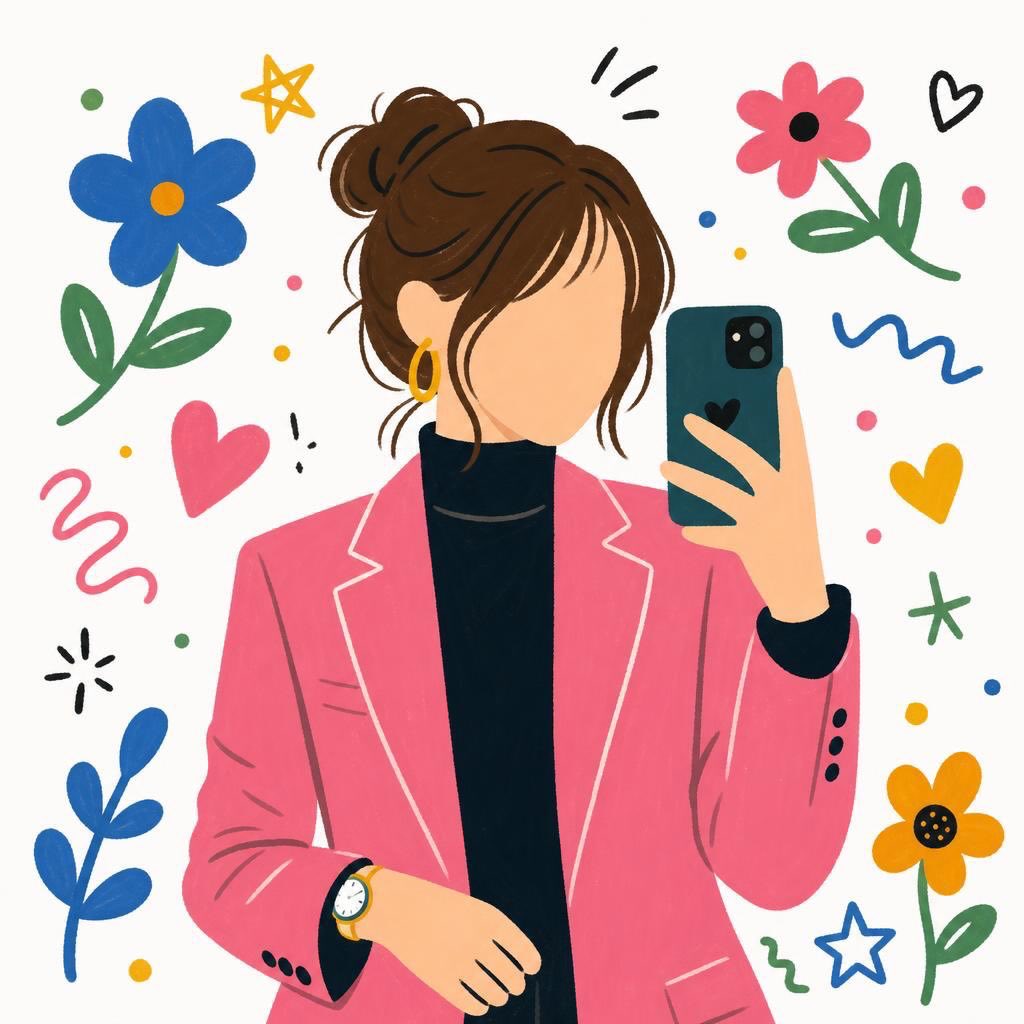 Cute faceless girl illustration in modern flat cartoon style