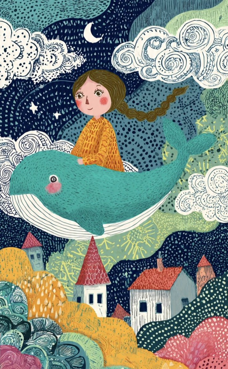 These two illustrations showcase a whimsical, folk-art style
