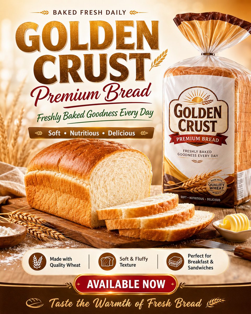 Create a high-quality branded flyer design for a bread produ