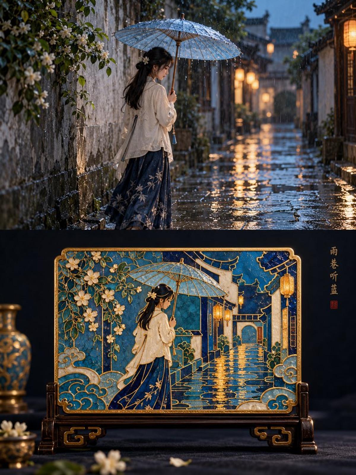 Photo and traditional Chinese cloisonné posters