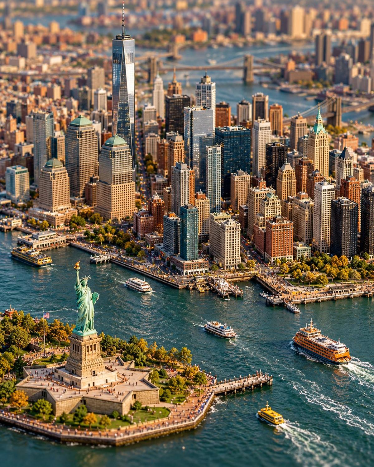 Photorealistic miniature city and landmark diorama