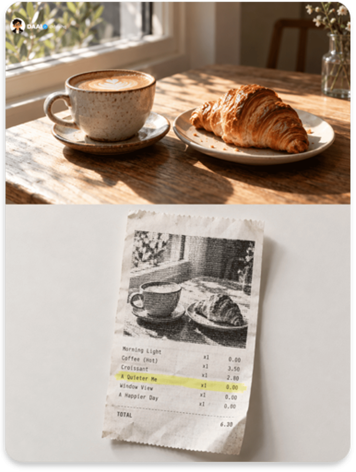 Photograph and poetic thermal receipt poster