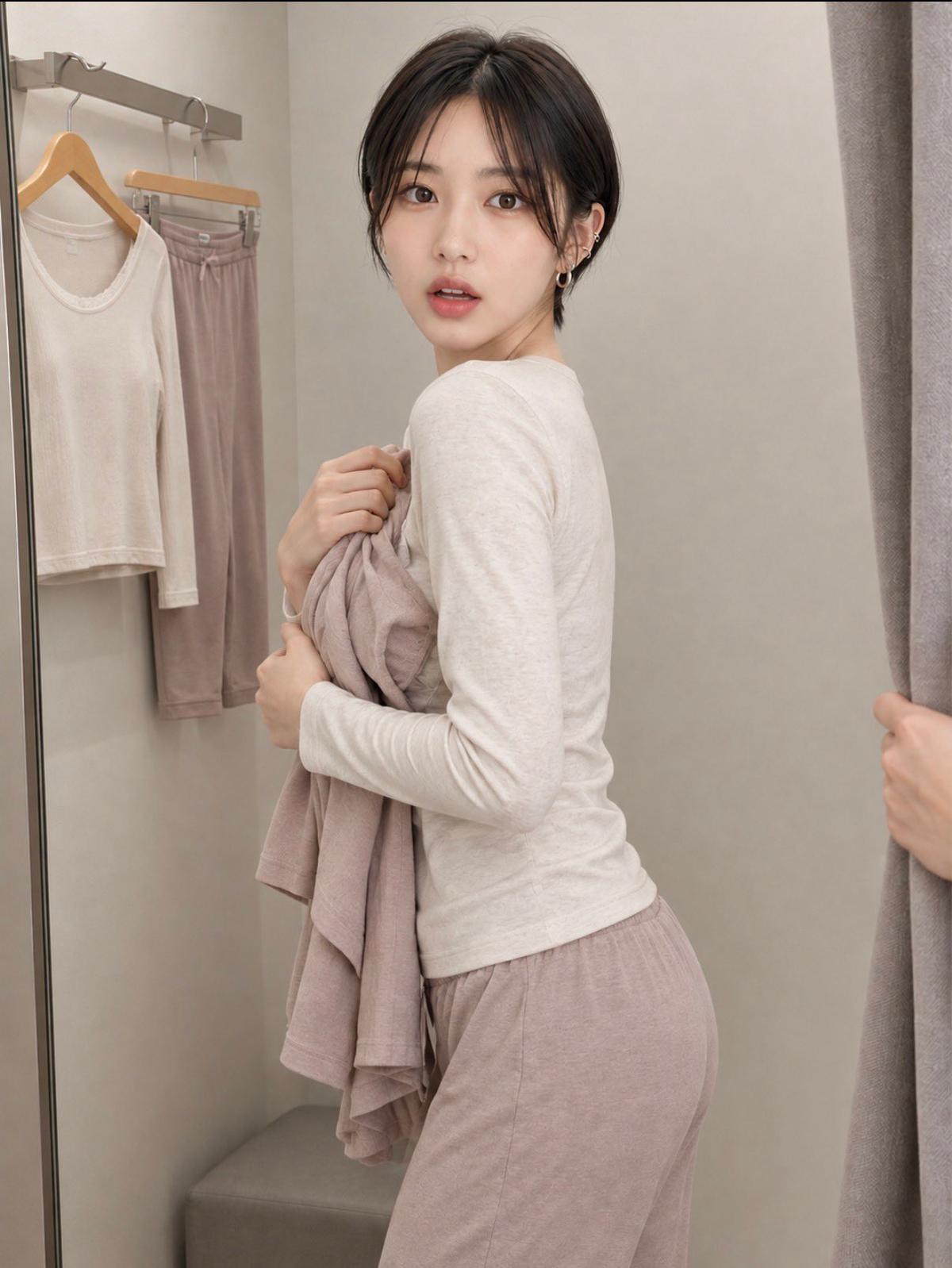 Fitting Room Surprise, Curtain Pulled Open