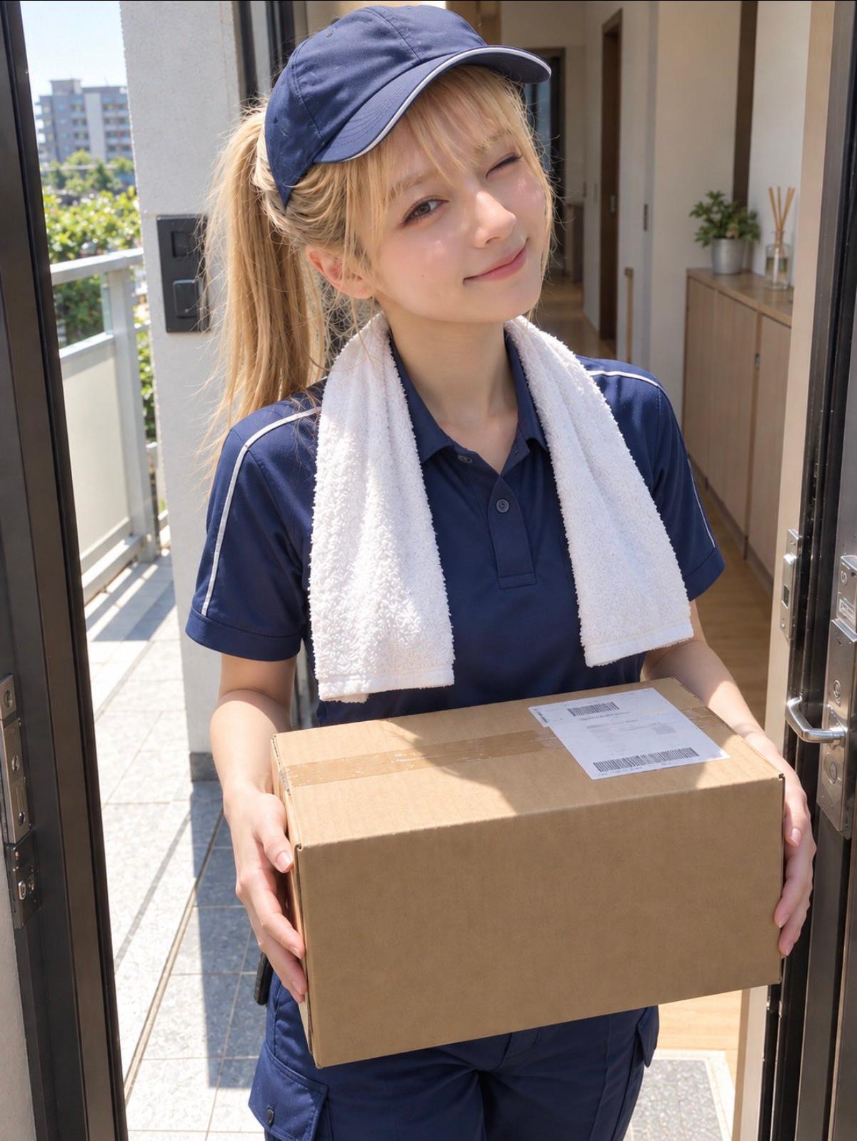 Courier at the Front Door With a Parcel