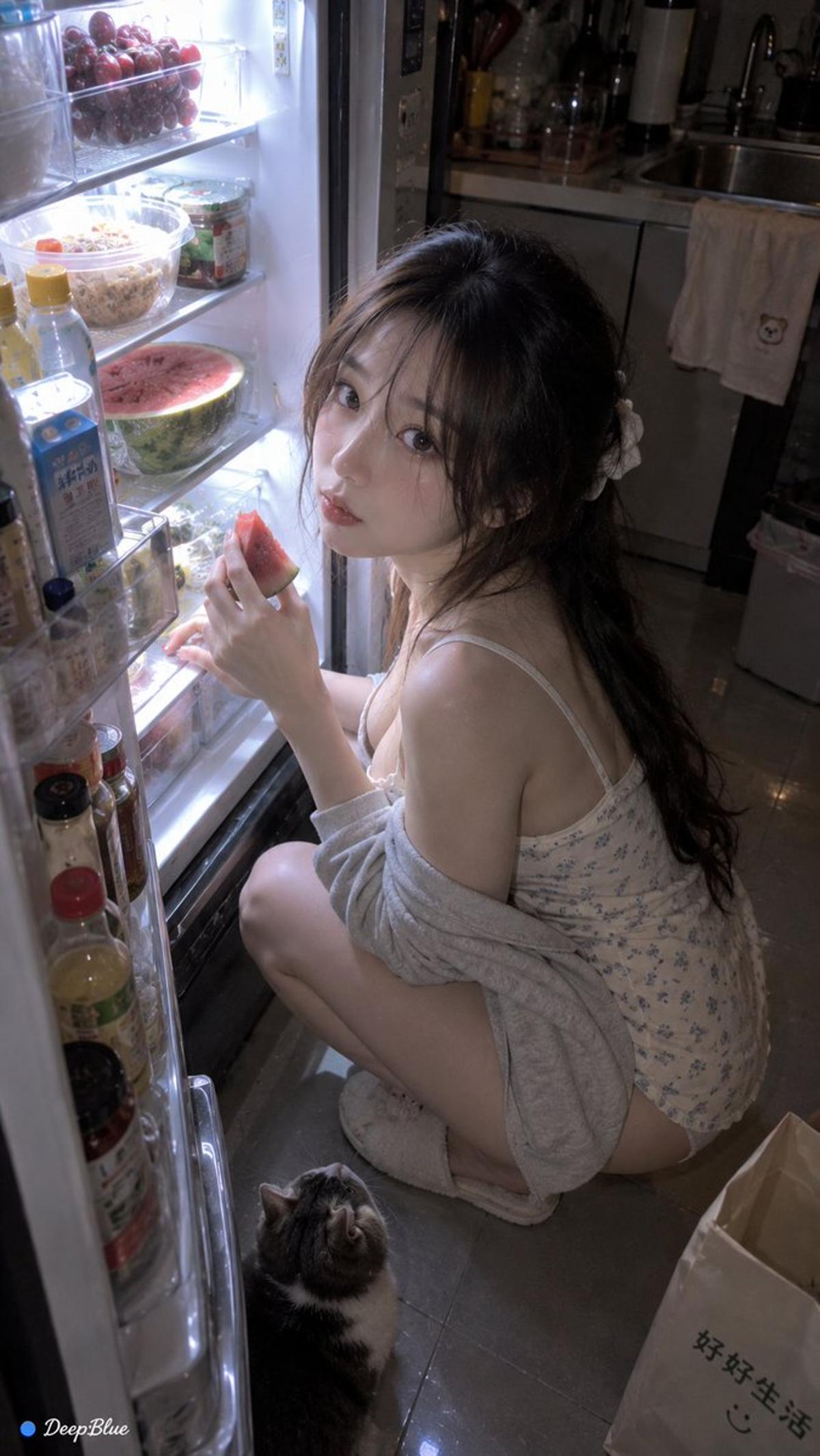 Late-Night Refrigerator Raid Smartphone Candids
