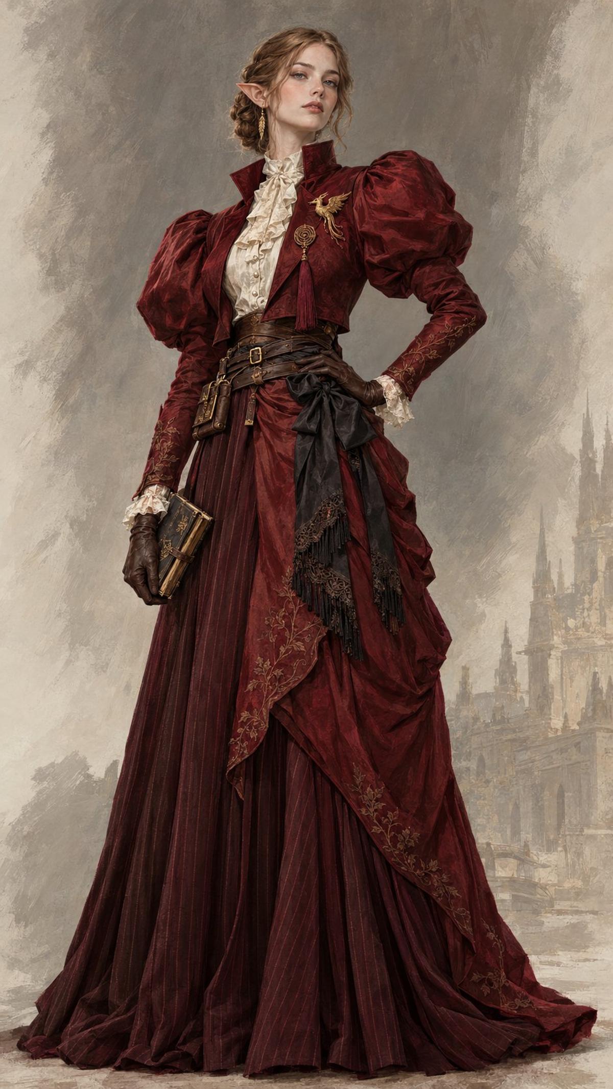 Crimson elven noblewoman scholar