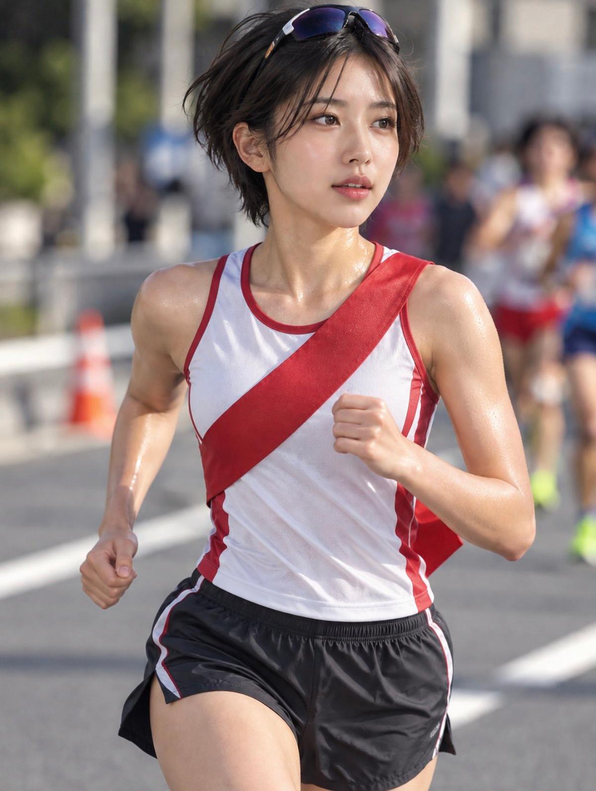 Ekiden Runner with a Diagonal Relay Sash