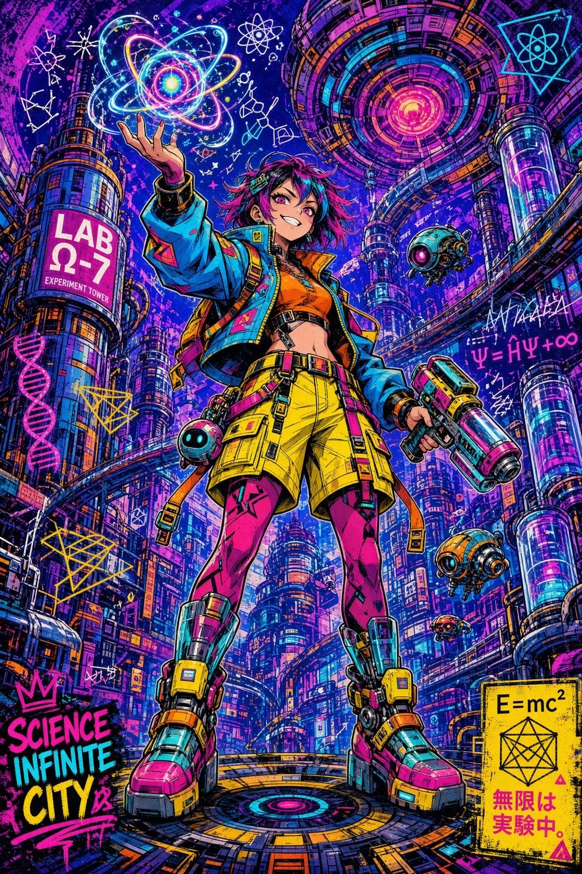 Science Infinite City: Neon Anime Scientist