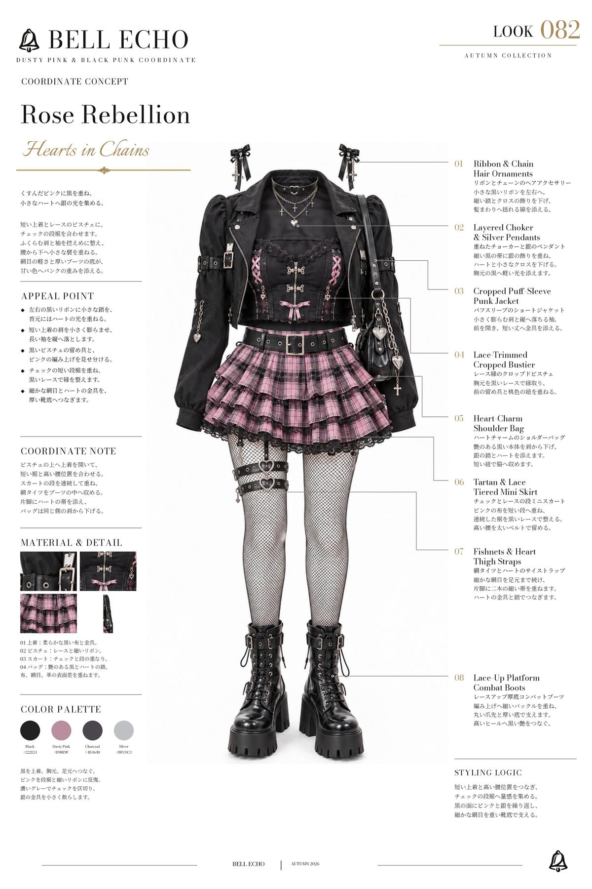 Punk-Inspired Pink Tartan Jirai-Kei Outfit
