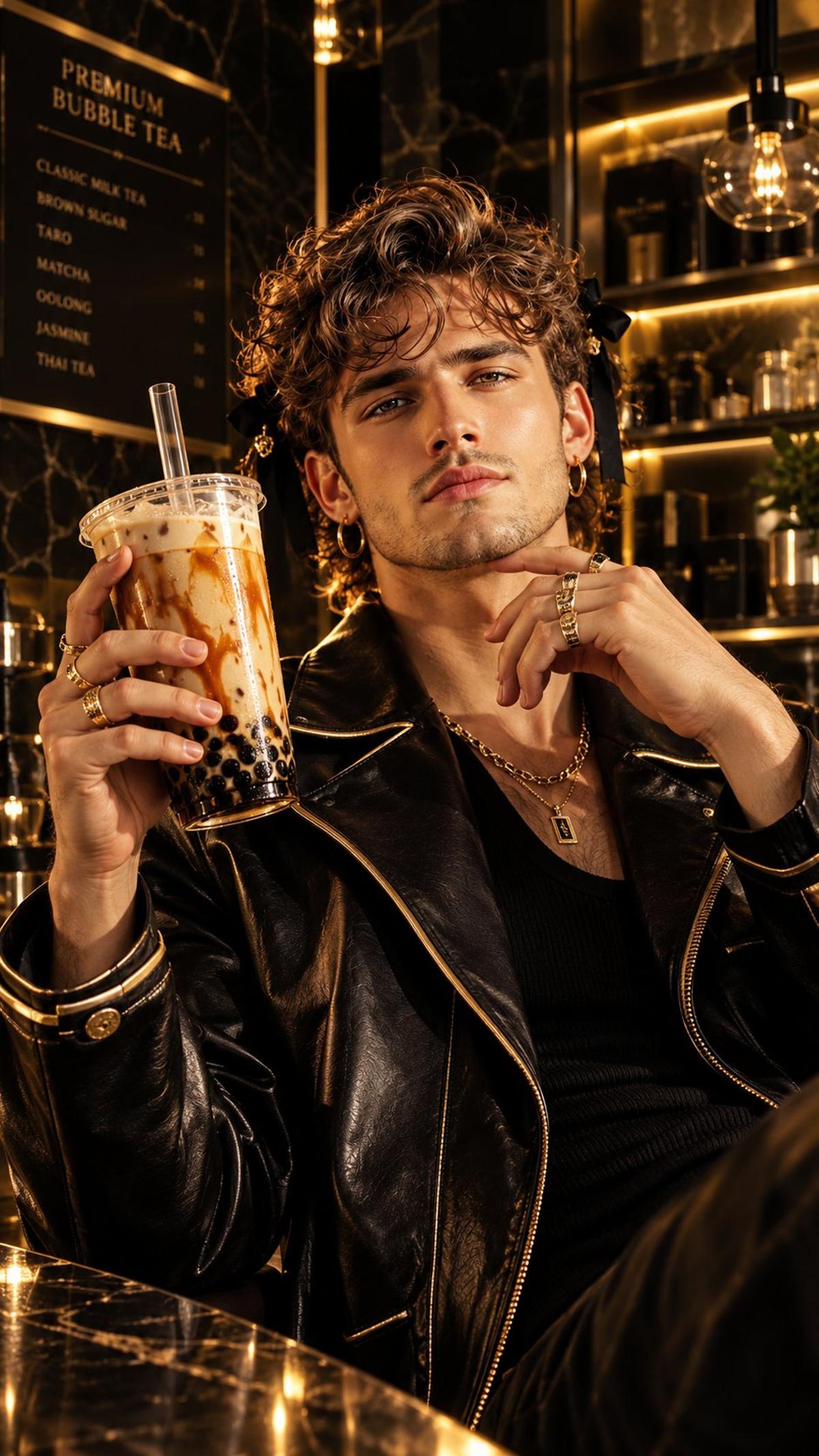 Black and Gold Luxury Boba Fashion Campaign