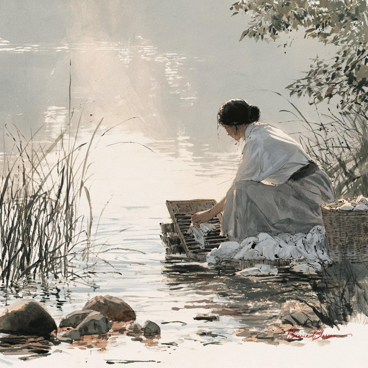 Riverside Laundry in Watercolour and Ink