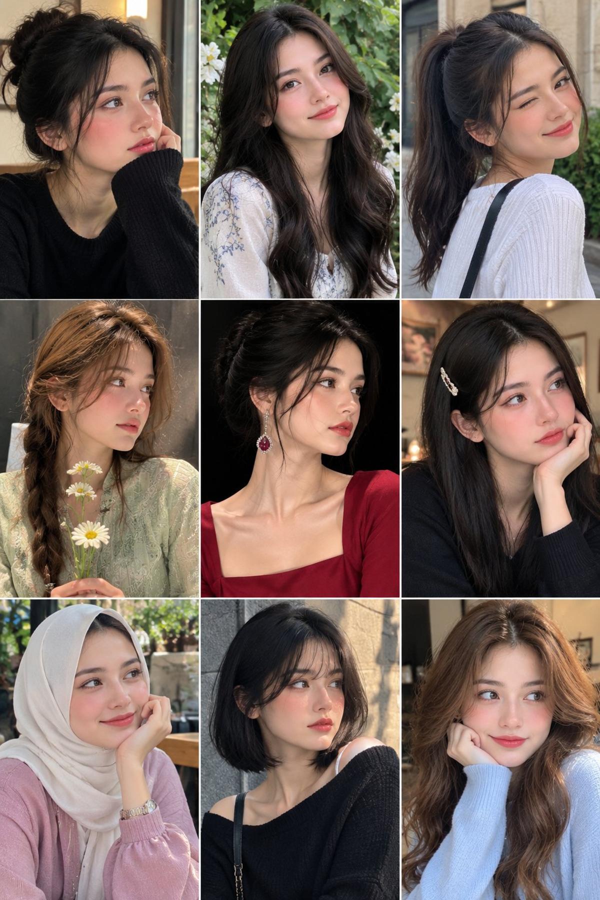 Playful Y2K six-photo selfie collage
