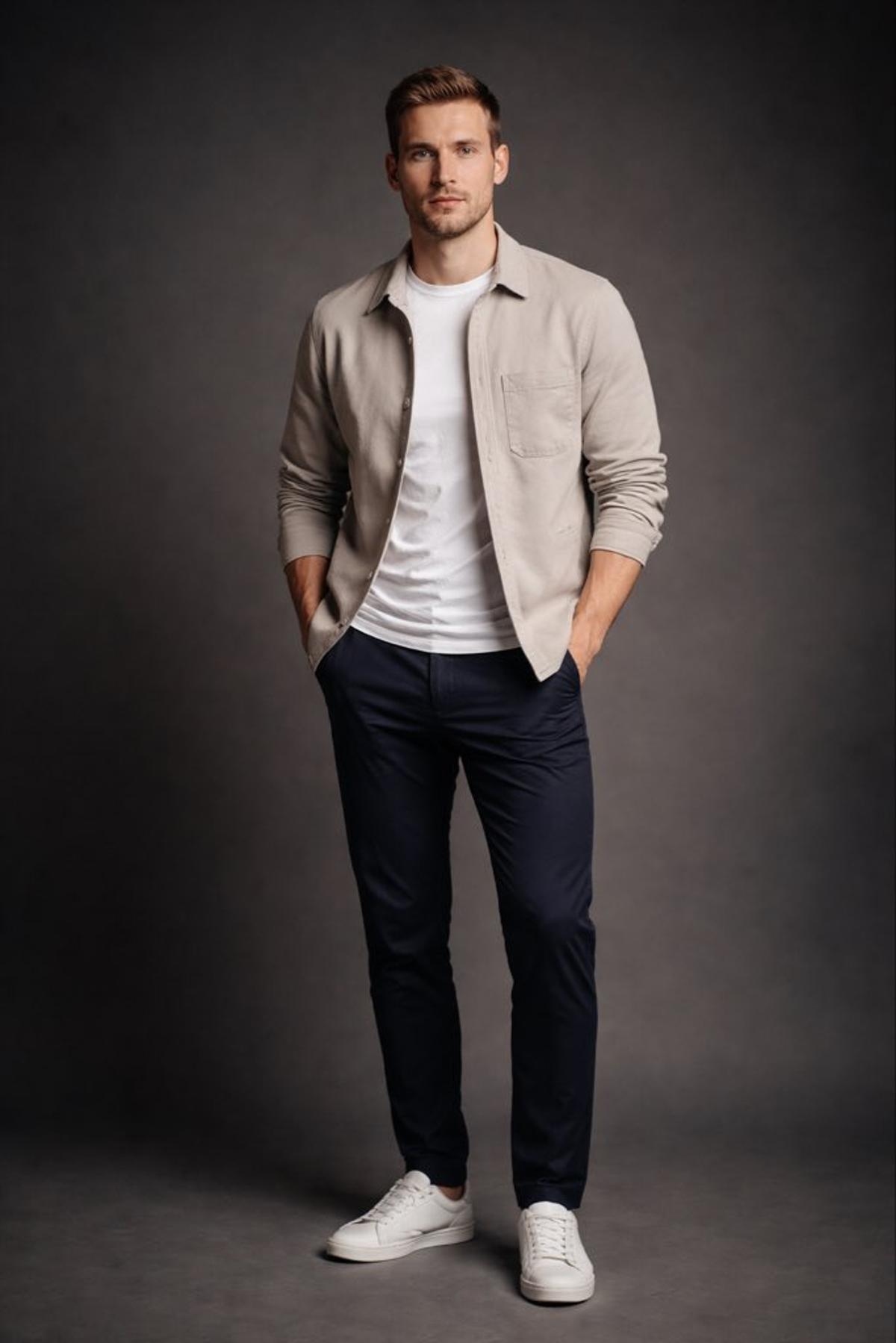 Photorealistic studio portrait of an average British man in 