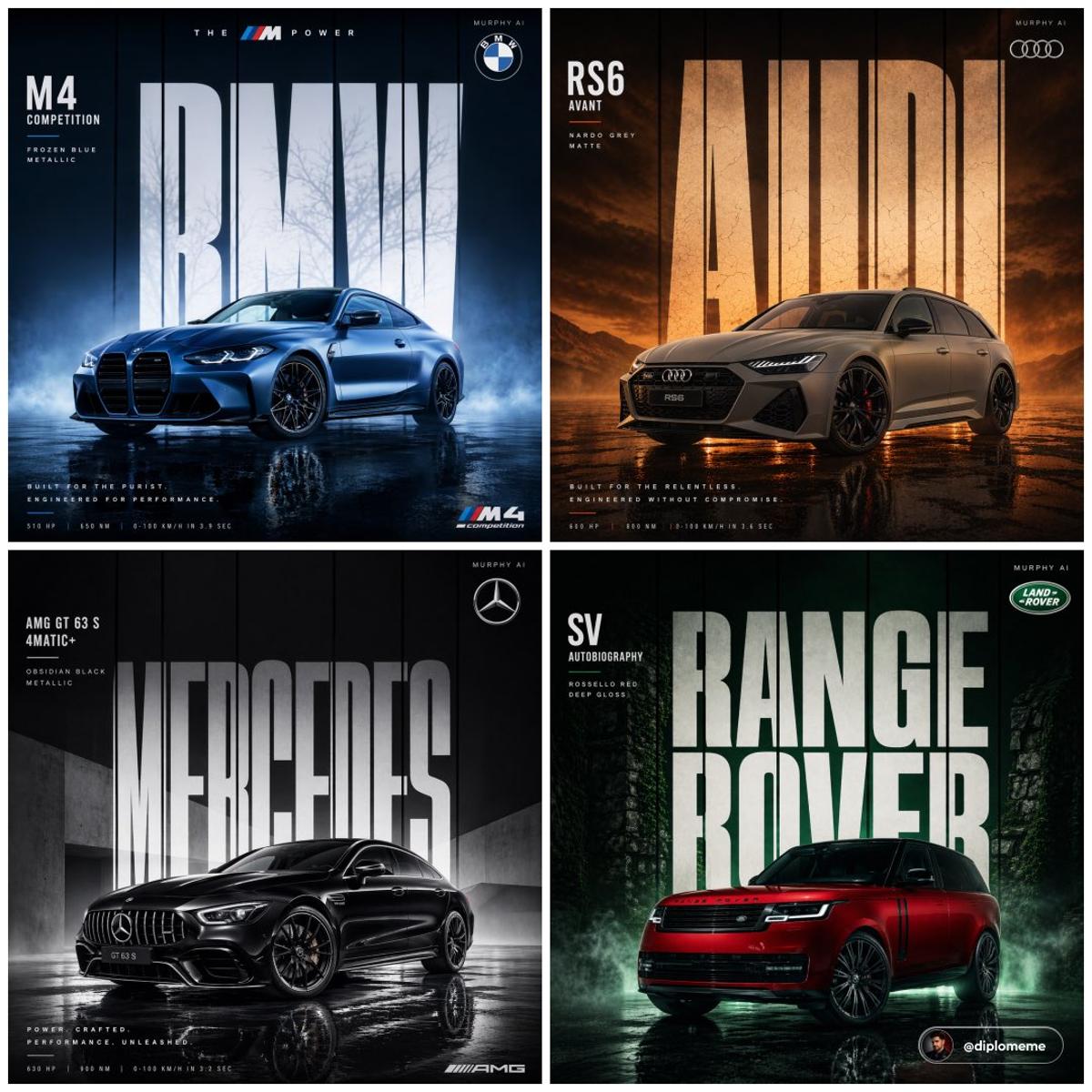 Cinematic automotive billboard poster, [CAR MODEL + VARIANT]
