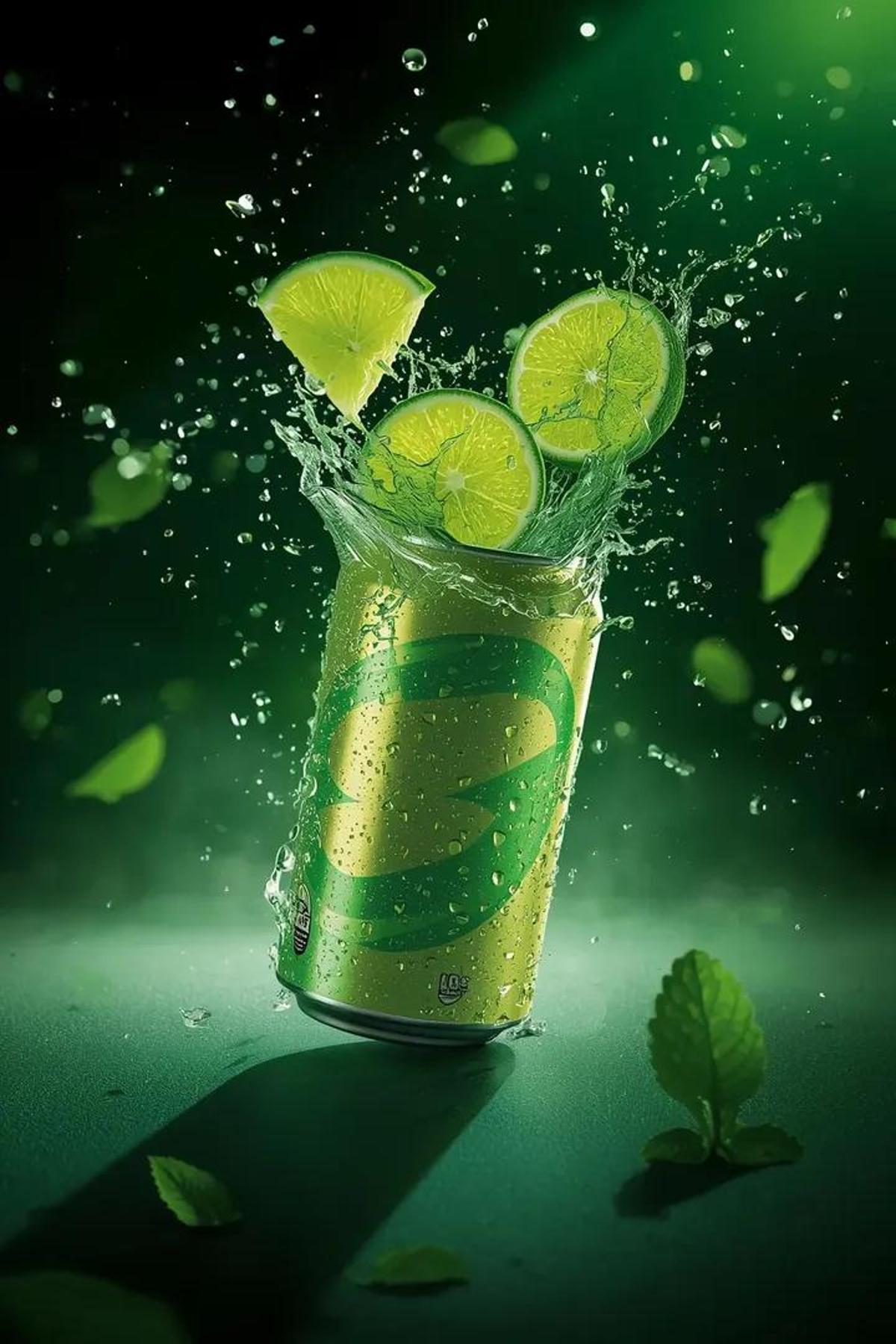 - Ultra-cinematic beverage advertising shot of a sparkling l