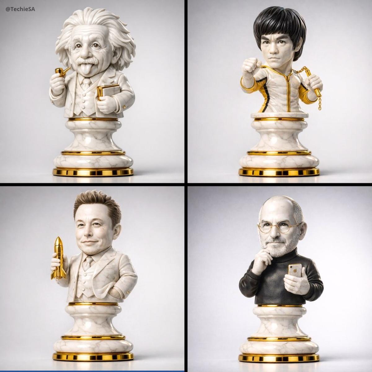 A hyper-detailed 3D render of a collectible chess piece desi