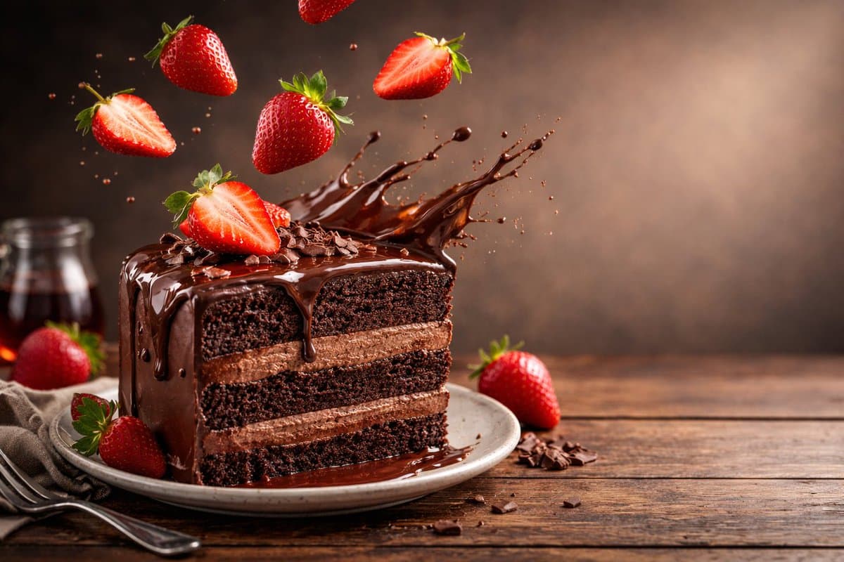 Advertising-style food photography of a stack of pancakes ar