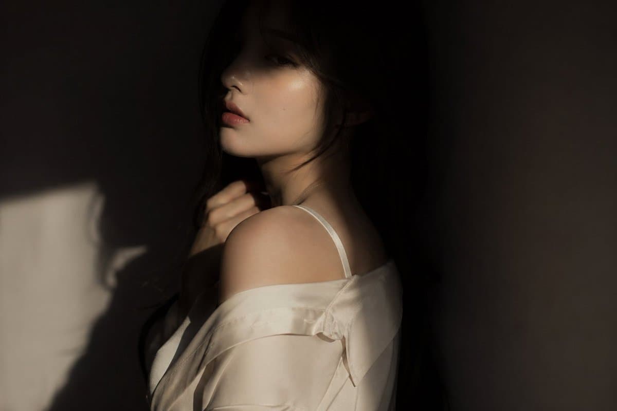 editorial portrait, Korean female idol, subtly sensual outf