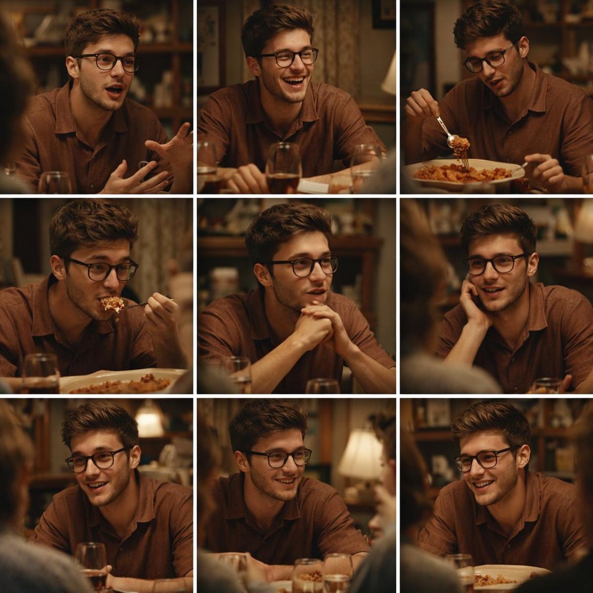 A 3x3 grid storyboard contact sheet comprised of nine candid