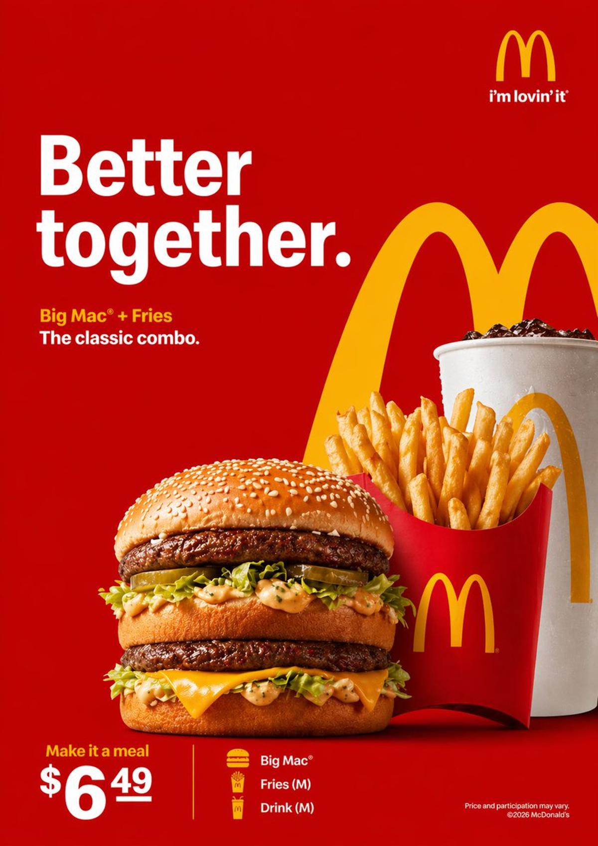 Create a clean, high-quality McDonald’s advertisement.
Use a