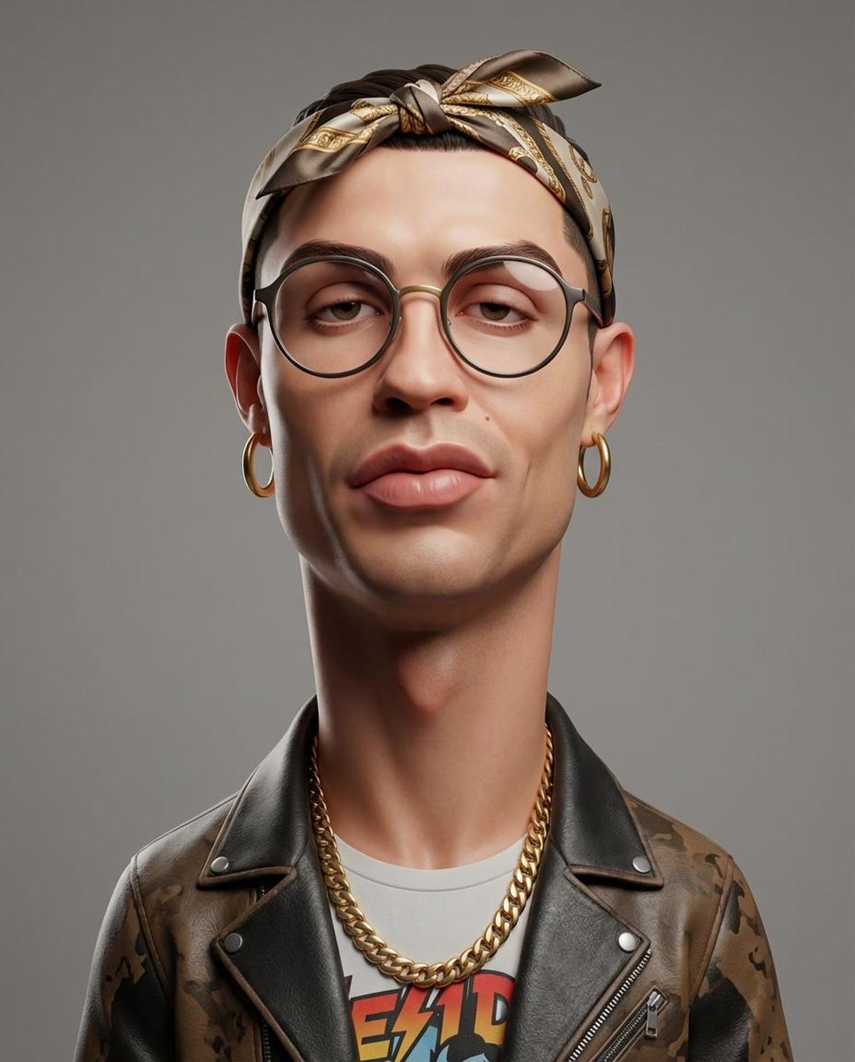 Create an exaggerated stylized 3D caricature character portr