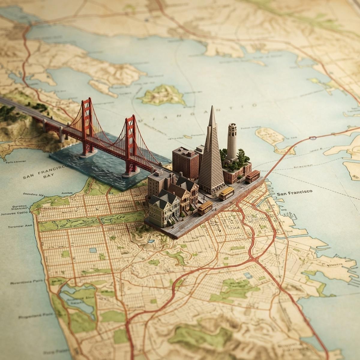 A realistic, highly detailed geographic map viewed from abov