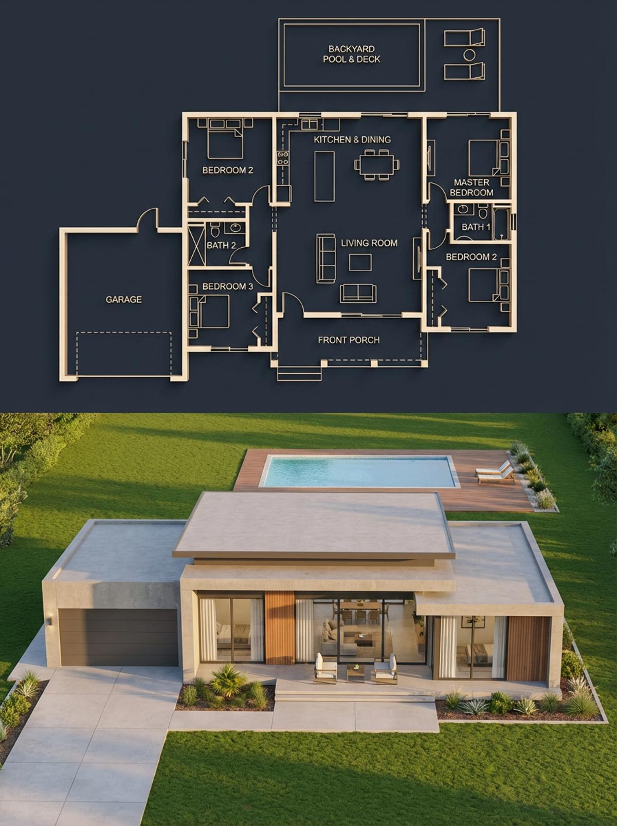 {
"objective": "Create a split architectural visualization