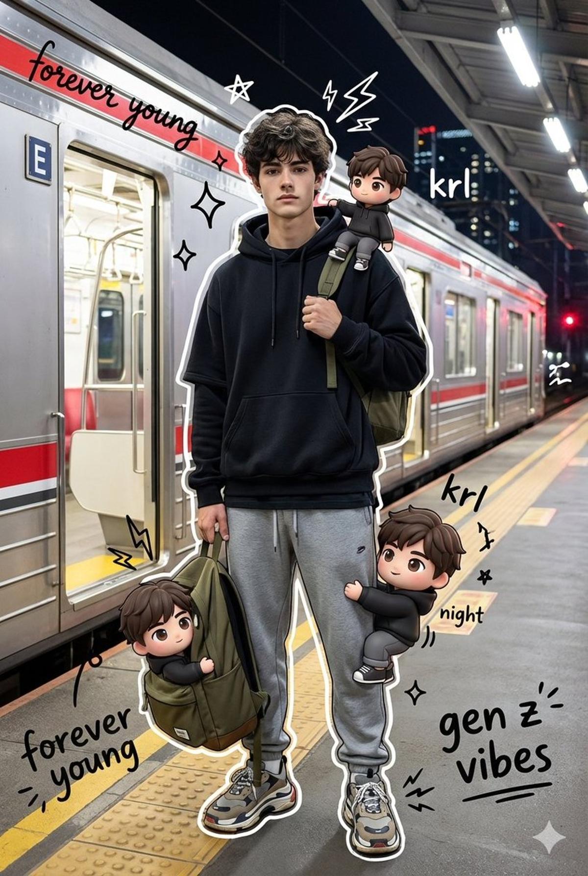 A high quality mixed media portrait of a trendy young man (u