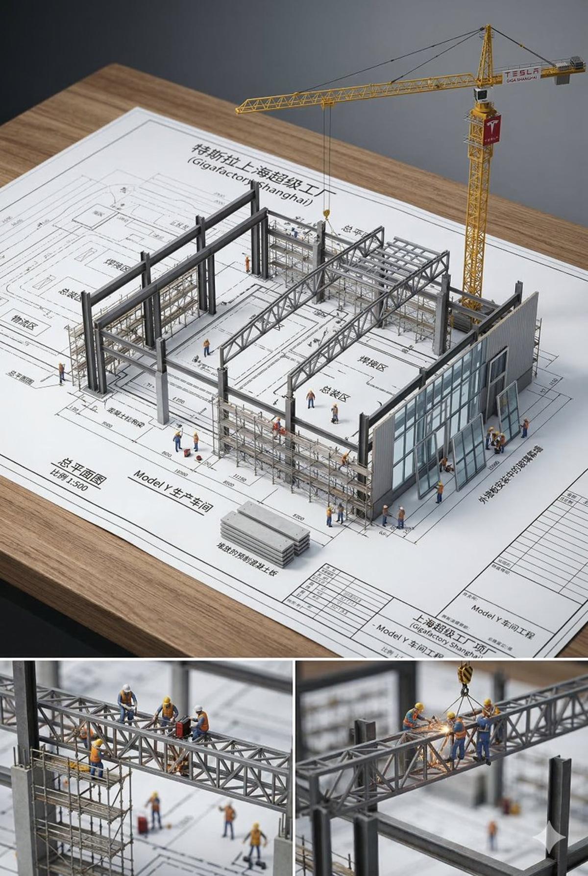 An architectural blueprint of {BUILDING_NAME} placed on a {S