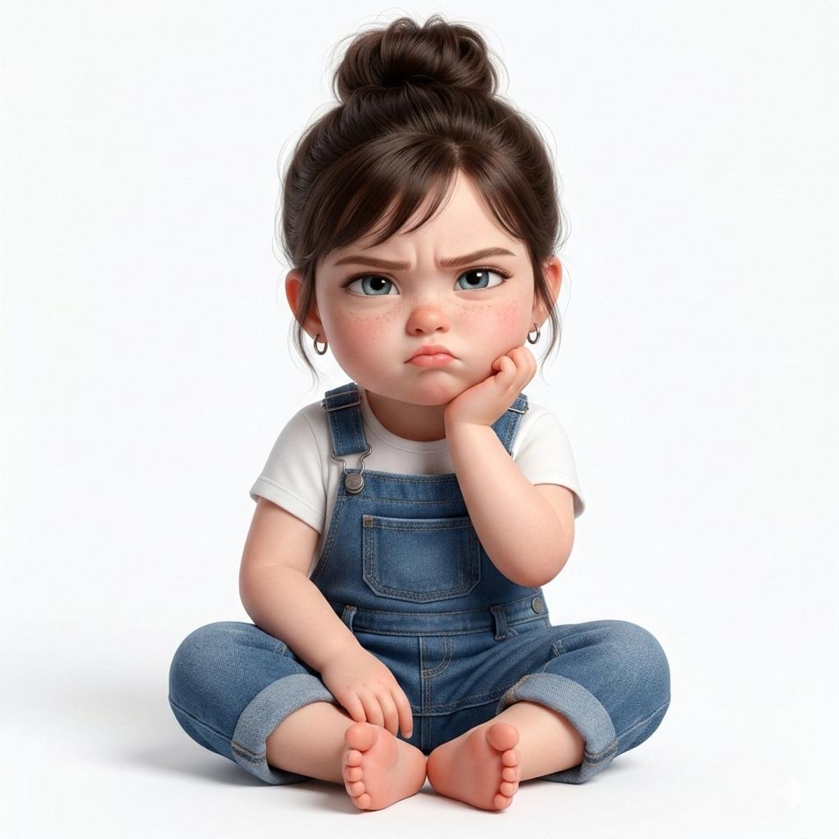 Create a super cute, hyper-realistic 3D render of a toddler