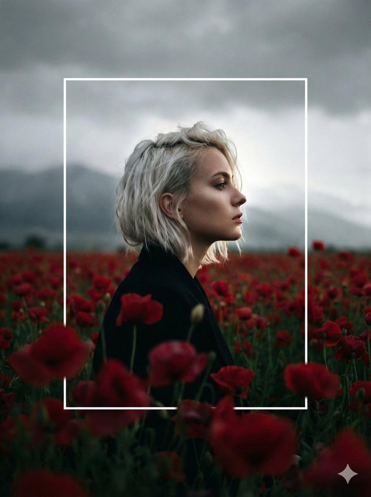 A cinematic, high-contrast profile portrait of a woman with