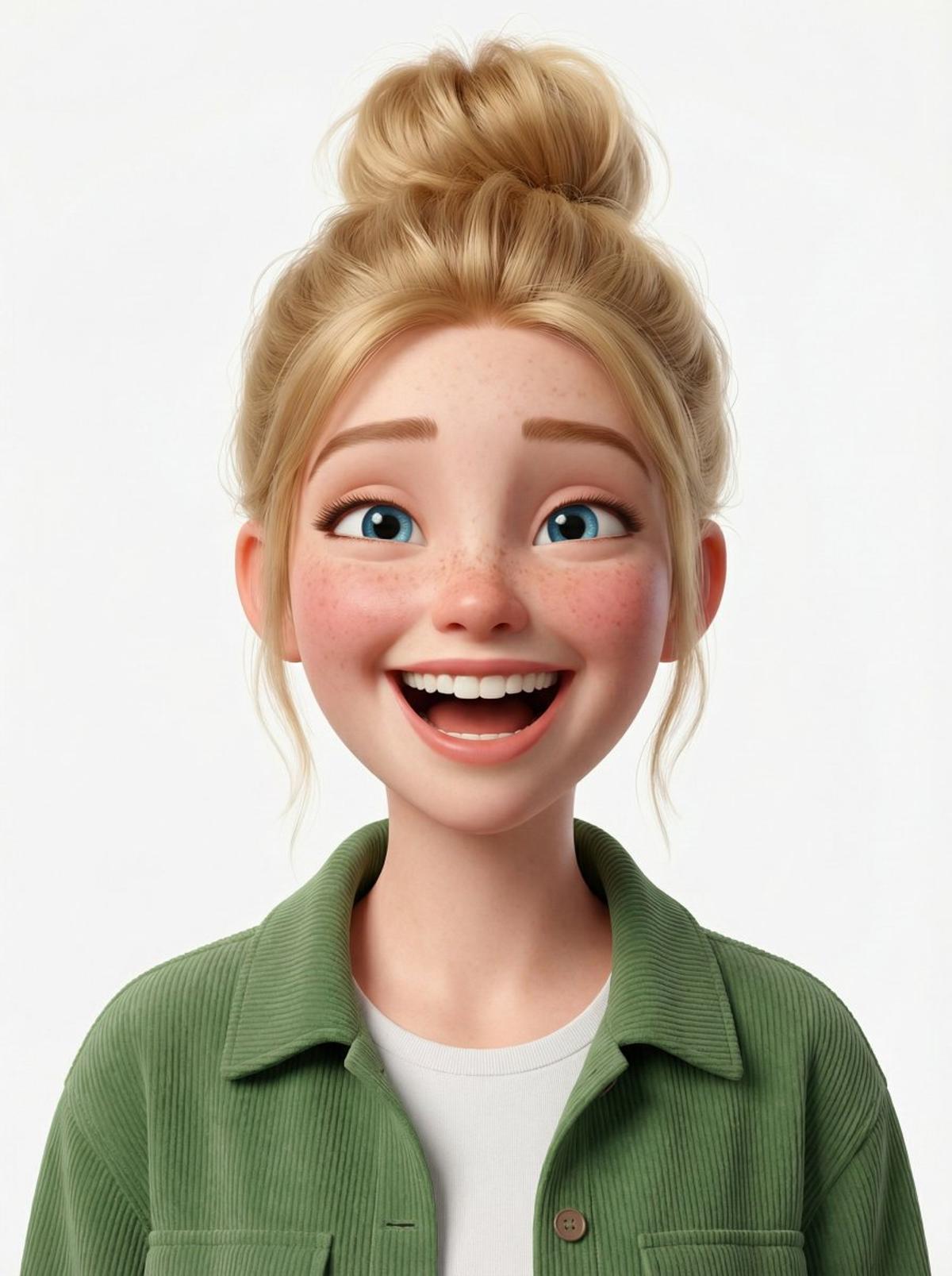 Create a head-and-shoulders Pixar-style 3D avatar of an edgy