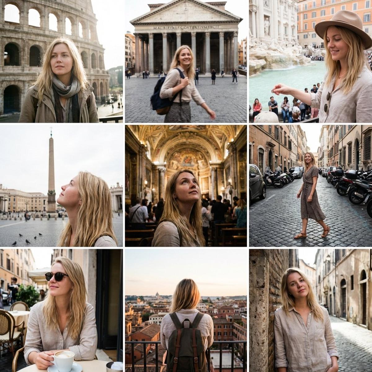 {
"Objective": "Create a 3x3 Instagram-style grid of low-q