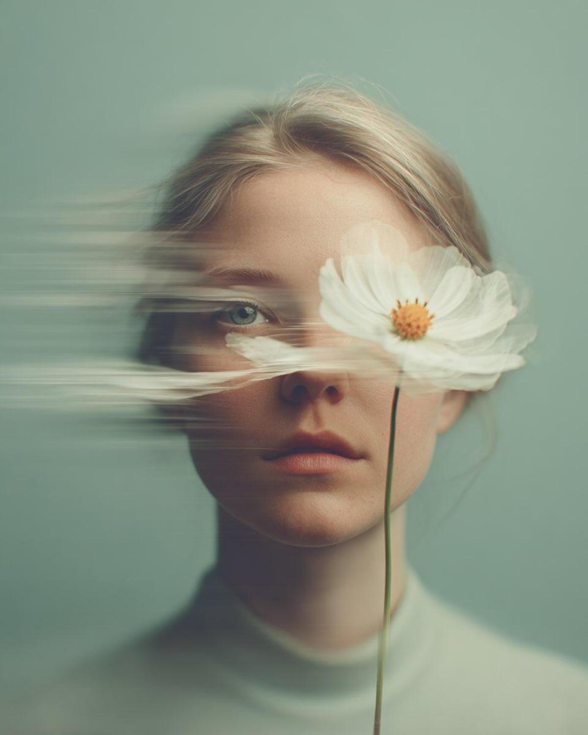 Ultra-realistic fine-art portrait of a young woman with soft
