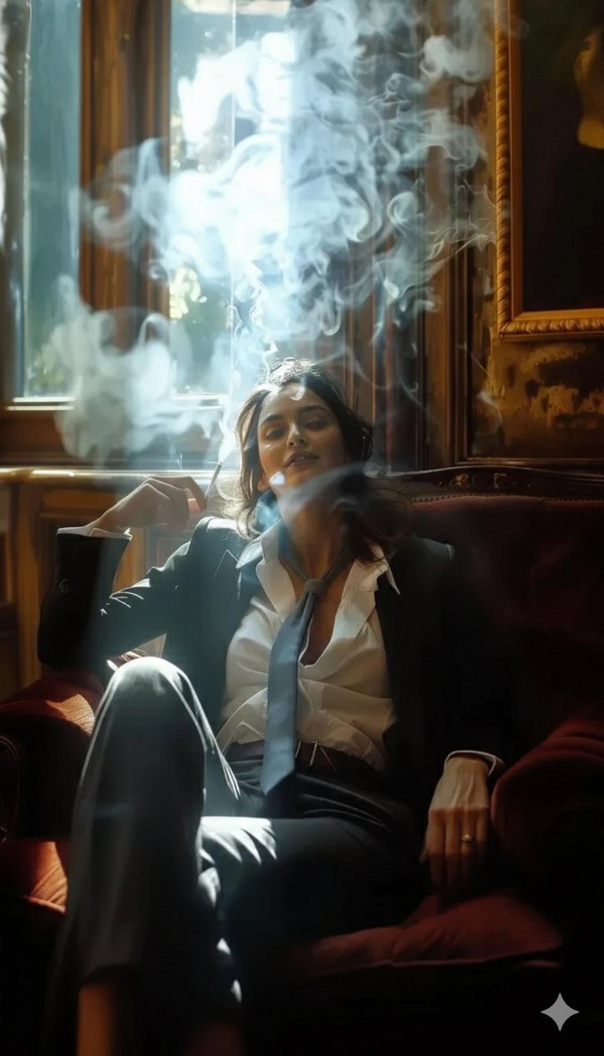 A high-definition cinematic portrait of a sophisticated wom