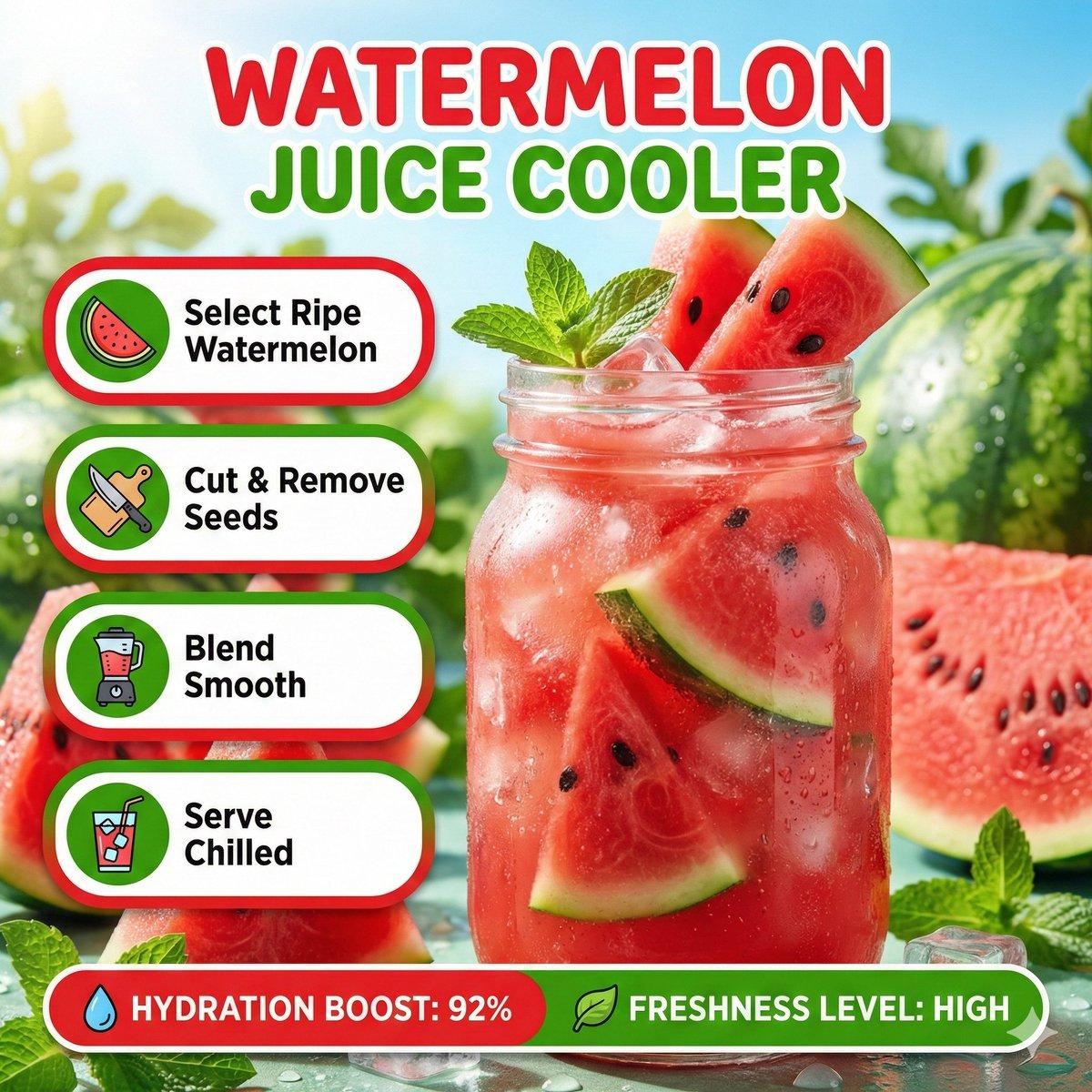 Bright summer infographic showcasing watermelon juice, icy t