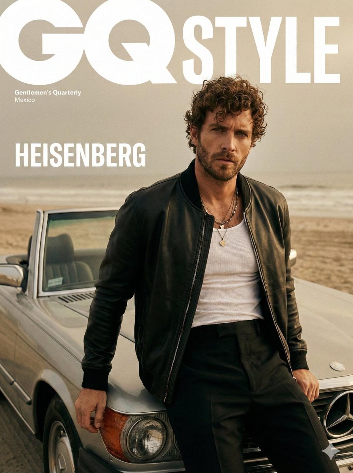 A cinematic fashion editorial portrait of male model for a G