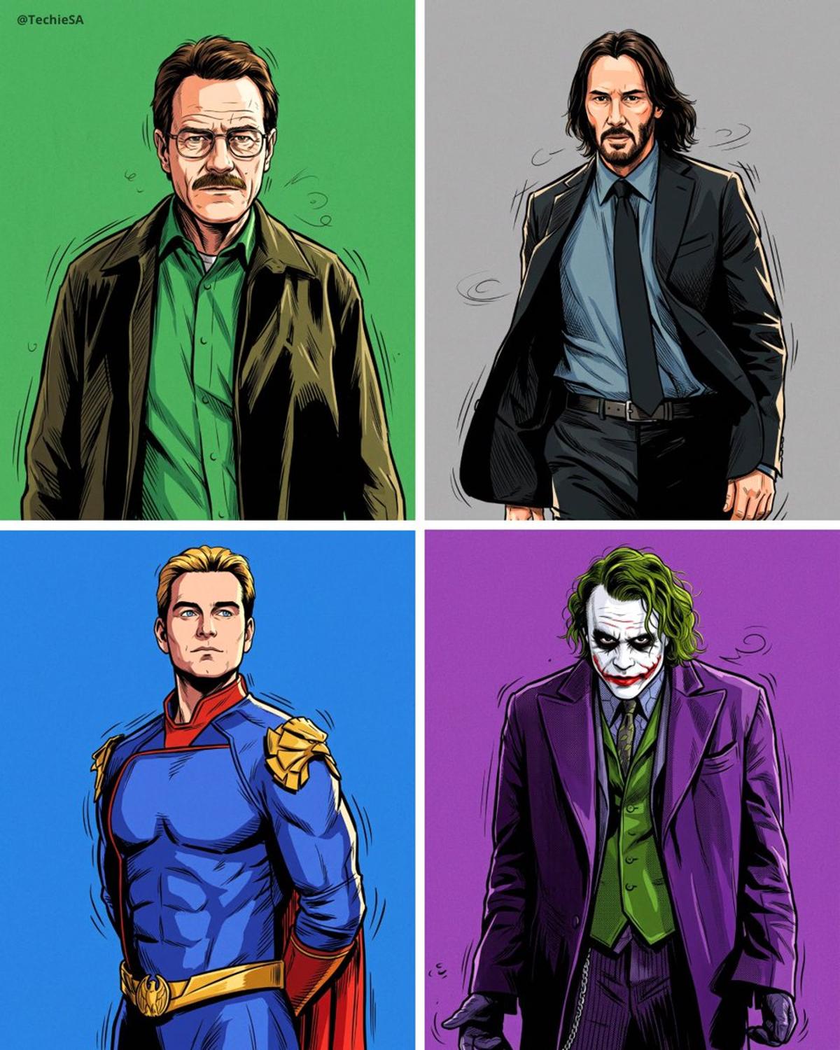 Create a high-contrast digital comic-style illustration of [