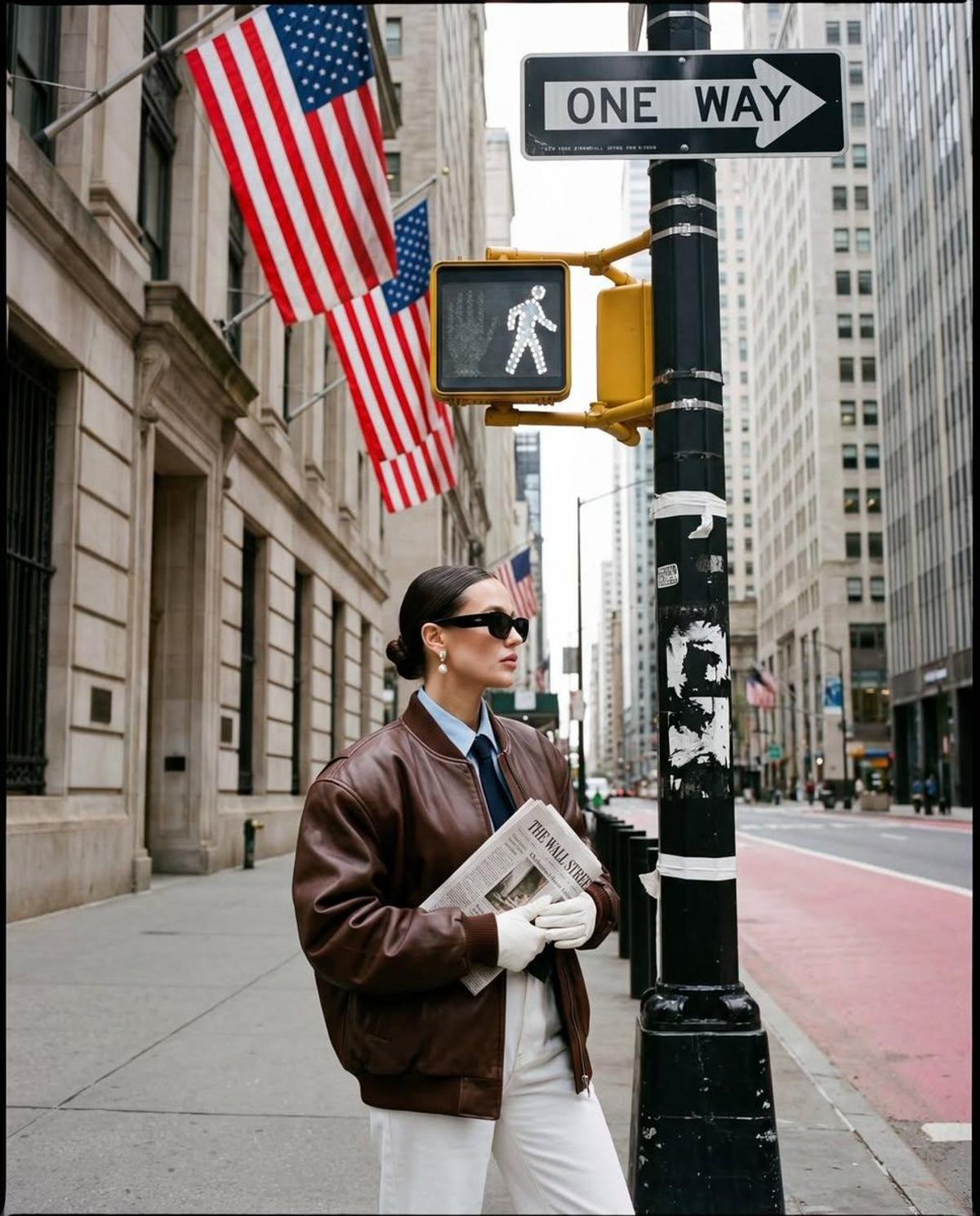 Ultra-realistic street fashion editorial photograph in New Y