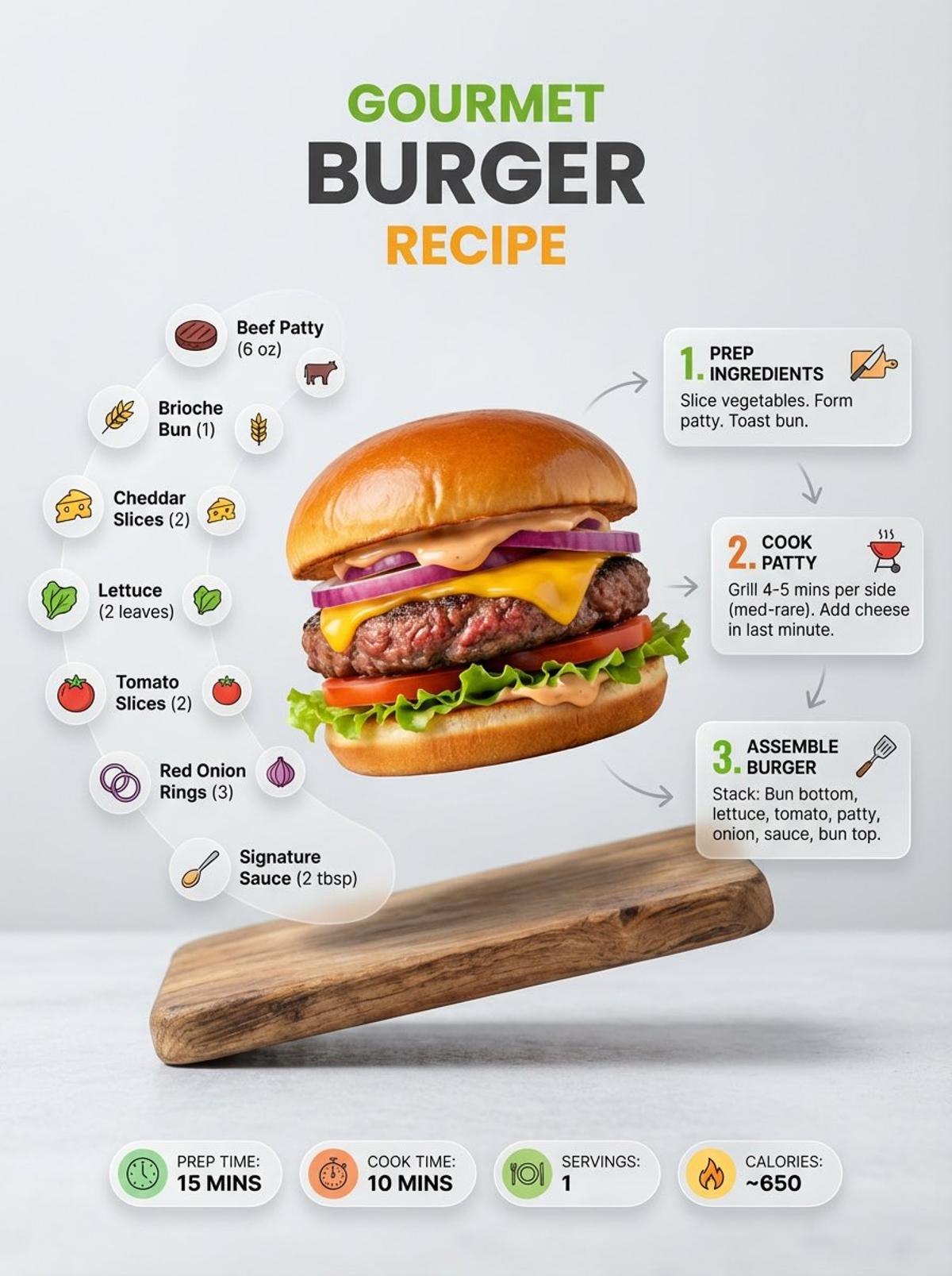 Ultra-clean modern recipe infographic. Showcase [FOOD] in a 