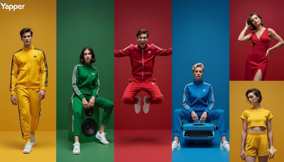 A high-quality, split-screen fashion editorial advertisement